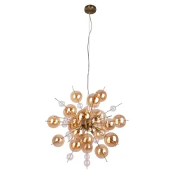 Näve Leuchten Pendelleuchte amber Glas Metall B/H/T/D: ca. 65x150x65x65 cm G9 10 Brennstellen