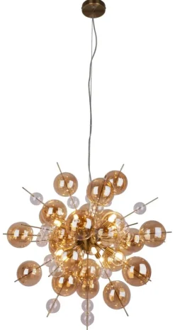 Näve Leuchten Pendelleuchte amber Glas Metall B/H/T/D: ca. 65x150x65x65 cm G9 10 Brennstellen