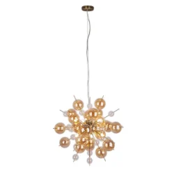 Näve Leuchten Pendelleuchte amber Glas Metall B/H/T/D: ca. 65x150x65x65 cm G9 10 Brennstellen