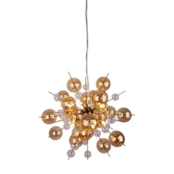 Näve Leuchten Pendelleuchte amber Glas Metall B/H/T/D: ca. 65x150x65x65 cm G9 10 Brennstellen