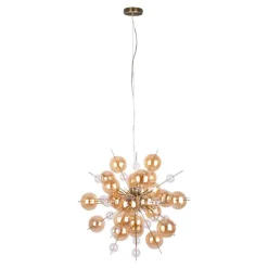 Näve Leuchten Pendelleuchte amber Glas Metall B/H/T/D: ca. 65x150x65x65 cm G9 10 Brennstellen