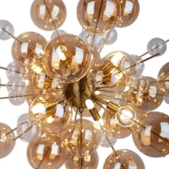 Näve Leuchten Pendelleuchte amber Glas Metall B/H/T/D: ca. 65x150x65x65 cm G9 10 Brennstellen
