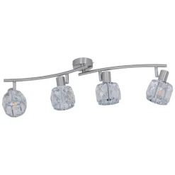 Näve Leuchten Spotleuchte 1280950 stahlfarbig Glas Metall B/H/T: ca. 9,2x18x70 cm 4 Brennstellen