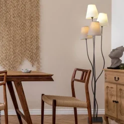 Näve Leuchten Stehlampe 2040911 braun Metall Textil B/H/T: ca. 34x138x43 cm 4 Brennstellen