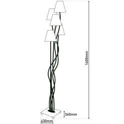 Näve Leuchten Stehlampe 2040911 braun Metall Textil B/H/T: ca. 34x138x43 cm 4 Brennstellen
