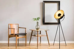 Näve Leuchten Stehlampe gold schwarz Metall B/H/T/D: ca. 55x150x55x55 cm E27 1 Brennstellen