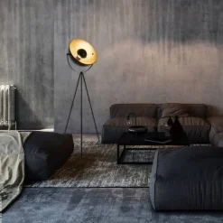 Näve Leuchten Stehlampe gold schwarz Metall B/H/T/D: ca. 55x150x55x55 cm E27 1 Brennstellen