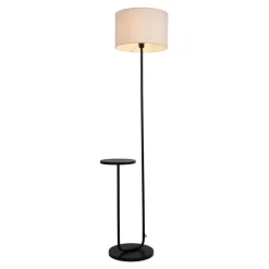 Näve Leuchten Stehlampe schwarz Metall Textil B/H/T: ca. 50x157x35 cm E27 1 Brennstellen