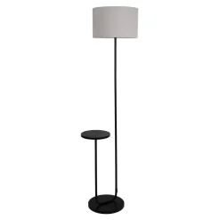Näve Leuchten Stehlampe schwarz Metall Textil B/H/T: ca. 50x157x35 cm E27 1 Brennstellen