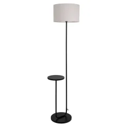 Näve Leuchten Stehlampe schwarz Metall Textil B/H/T: ca. 50x157x35 cm E27 1 Brennstellen