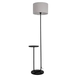 Näve Leuchten Stehlampe schwarz Metall Textil B/H/T: ca. 50x157x35 cm E27 1 Brennstellen
