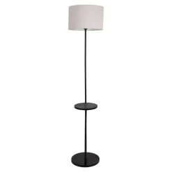 Näve Leuchten Stehlampe schwarz Metall Textil B/H/T: ca. 50x157x35 cm E27 1 Brennstellen