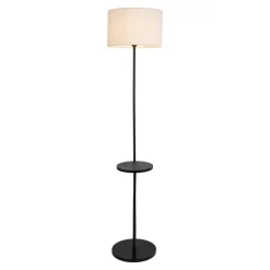 Näve Leuchten Stehlampe schwarz Metall Textil B/H/T: ca. 50x157x35 cm E27 1 Brennstellen