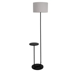 Näve Leuchten Stehlampe schwarz Metall Textil B/H/T: ca. 50x157x35 cm E27 1 Brennstellen