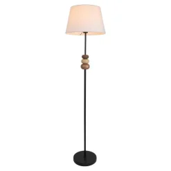 Näve Leuchten Stehlampe schwarz Metall Textil B/H/T/D: ca. 38x155x38x38 cm E27 1 Brennstellen