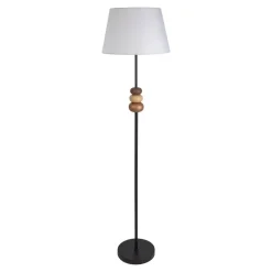 Näve Leuchten Stehlampe schwarz Metall Textil B/H/T/D: ca. 38x155x38x38 cm E27 1 Brennstellen