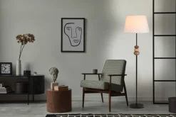 Näve Leuchten Stehlampe schwarz Metall Textil B/H/T/D: ca. 38x155x38x38 cm E27 1 Brennstellen