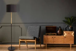 Näve Leuchten Stehlampe Tessile 2088022 schwarz Metall Textil Kunststoff B/H/T: ca. 36x150x36 cm 1 Brennstellen