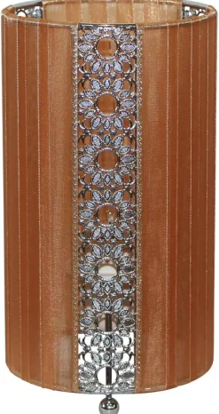 Näve Leuchten Tischleuchte braun Textil Metall Kunststoff B/H/T/D: ca. 12,5x23x12,5x12,5 cm E14 1 Brennstellen
