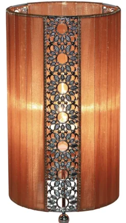 Näve Leuchten Tischleuchte braun Textil Metall Kunststoff B/H/T/D: ca. 12,5x23x12,5x12,5 cm E14 1 Brennstellen