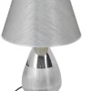 Näve Leuchten Tischleuchte silber Textil Metall B/H/T/D: ca. 30x44x30x30 cm E27 1 Brennstellen