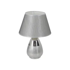 Näve Leuchten Tischleuchte silber Textil Metall B/H/T/D: ca. 30x44x30x30 cm E27 1 Brennstellen