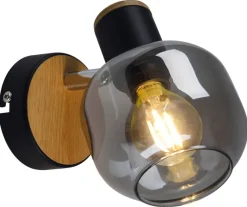 Näve Leuchten Wandleuchte schwarz Glas Metall B/H/T: ca. 14x16x10 cm