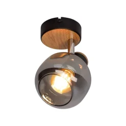 Näve Leuchten Wandleuchte schwarz Glas Metall B/H/T: ca. 14x16x10 cm