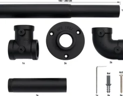 ondeco Stilgarnituren Industrial-Look schwarz Metall ausziehbar von ca. 160 bis 280 cm 1.0 Läufe