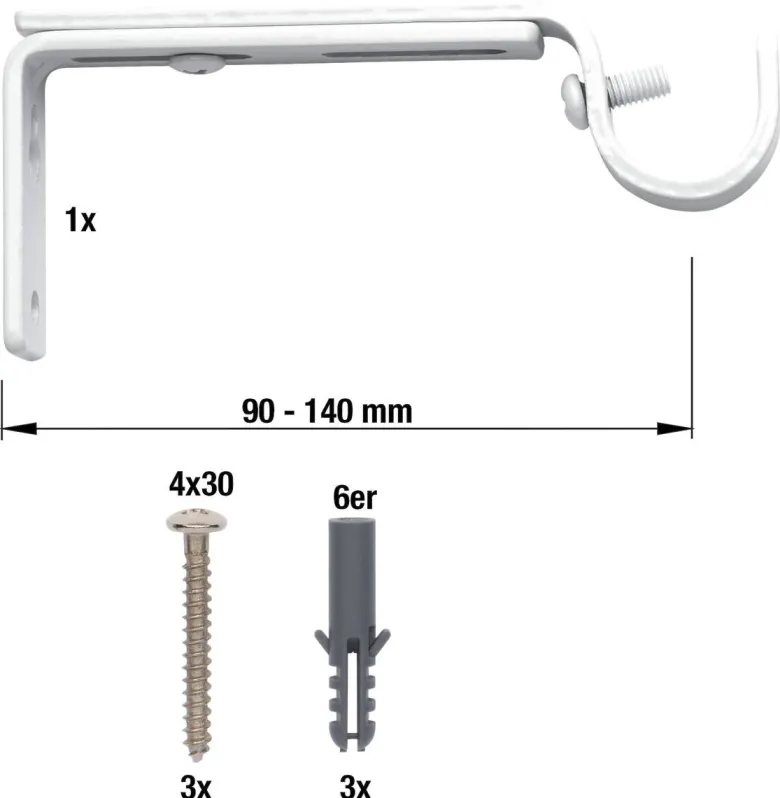 ondeco Träger habito weiß Metall ausziehbar von ca. 9 bis 14 cm 1.0 Läufe