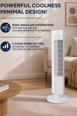 Opviq - Kumtel Standventilator weiß Kunststoff B/H/L: ca. 24,4x74,5x24,4 cm