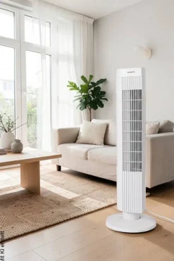 Opviq - Kumtel Standventilator weiß Kunststoff B/H/L: ca. 24,4x74,5x24,4 cm