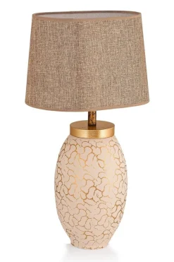 Opviq Tischleuchte creme gold Keramik B/H/L: ca. 30x55x30 cm E27 1 Brennstellen