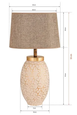 Opviq Tischleuchte creme gold Keramik B/H/L: ca. 30x55x30 cm E27 1 Brennstellen