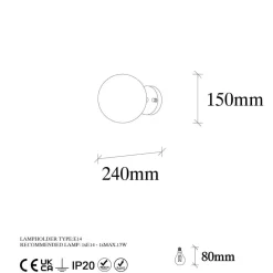 Opviq Wandleuchte Atmaca bronze Glas Metall B/H/T/L/D: ca. 15x24x15x15x15 cm E14 1 Brennstellen