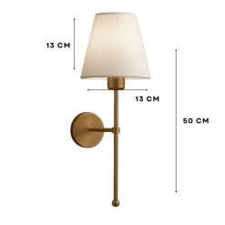 Opviq Wandleuchte gold creme Metall PVC B/H/L: ca. 13x50x13 cm E27 1 Brennstellen