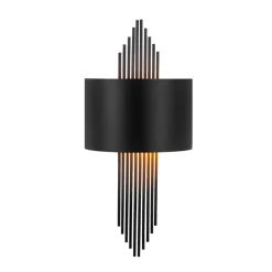 Opviq Wandleuchte Ringel schwarz Metall B/H/T/L: ca. 10x22x10x75 cm E27 1 Brennstellen