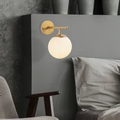 Opviq Wandleuchte Roe gold Glas Metall B/H/T/L/D: ca. 24x24x24x15x15 cm E14 1 Brennstellen