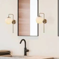 Opviq Wandleuchte Viran bronze Metall Glas B/H/T/L/D: ca. 28x43x28x15x15 cm E14 1 Brennstellen