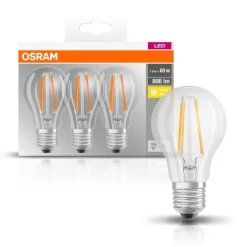 OSRAM LED-Leuchtmittel Filamentlampe BASE Classic A AC32394 3er Pack E27