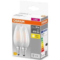 OSRAM LED-Leuchtmittel Kerzenlampe BASE Classic B AC70204 2er Pack E14