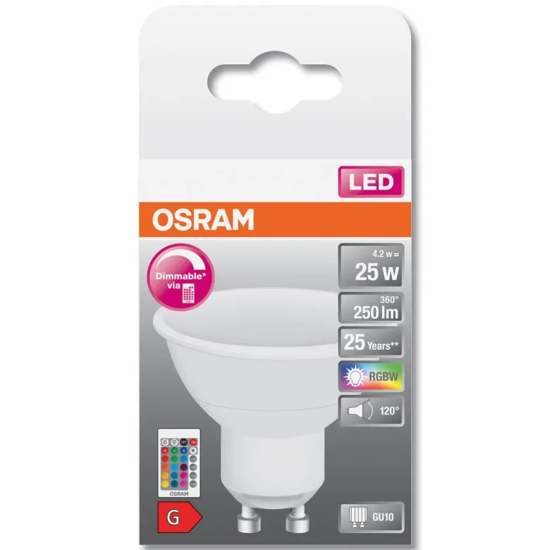 OSRAM LED-Leuchtmittel Reflektorlampe RGBW mit Fernbedienung AC31123 GU10