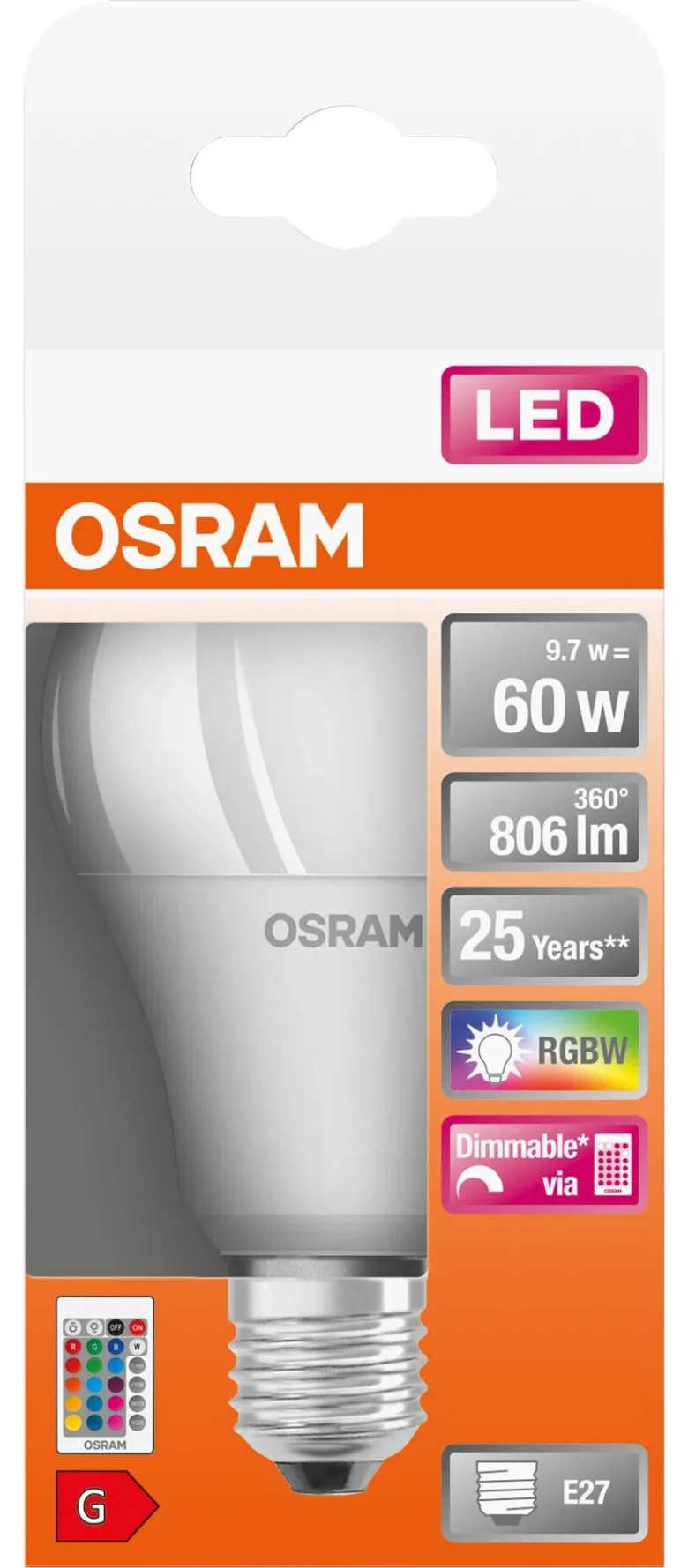 OSRAM LED-Leuchtmittel RGBW mit Fernbedienung AC45044 E27
