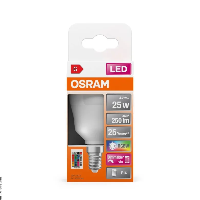 OSRAM LED-Leuchtmittel Tropfen RGBW mit Fernbedienung AC45048 E14