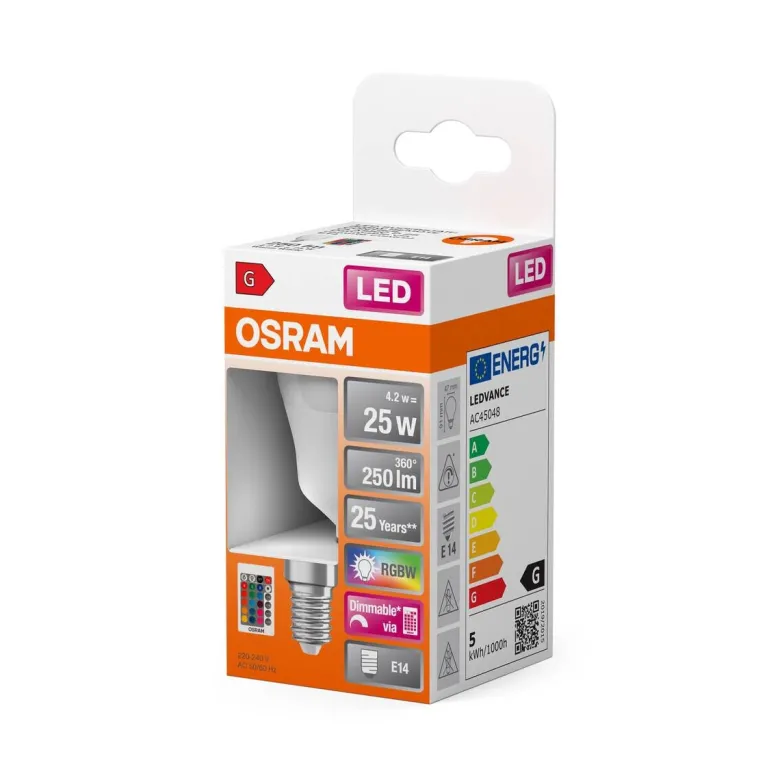 OSRAM LED-Leuchtmittel Tropfen RGBW mit Fernbedienung AC45048 E14
