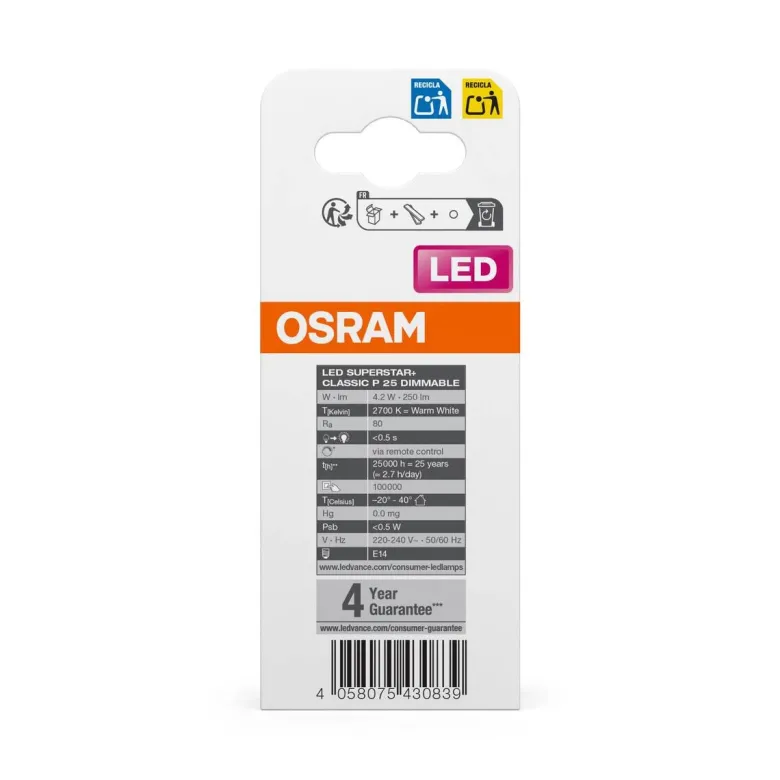 OSRAM LED-Leuchtmittel Tropfen RGBW mit Fernbedienung AC45048 E14