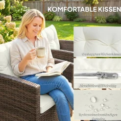 Outsunny Balkonmöbel-Set braun Polyester B/H/L: ca. 62x75x65 cm