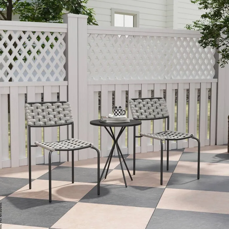 Outsunny Balkonmöbel Set grau Polyester B/H/L: ca. 46x80x60 cm