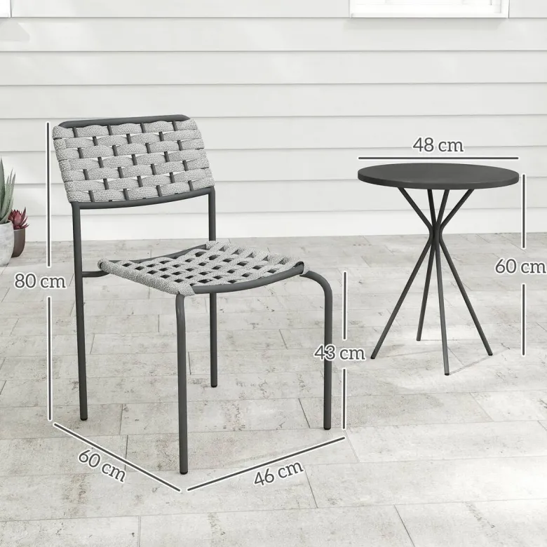 Outsunny Balkonmöbel Set grau Polyester B/H/L: ca. 46x80x60 cm