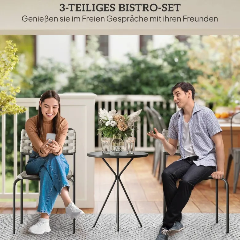 Outsunny Balkonmöbel Set grau Polyester B/H/L: ca. 46x80x60 cm